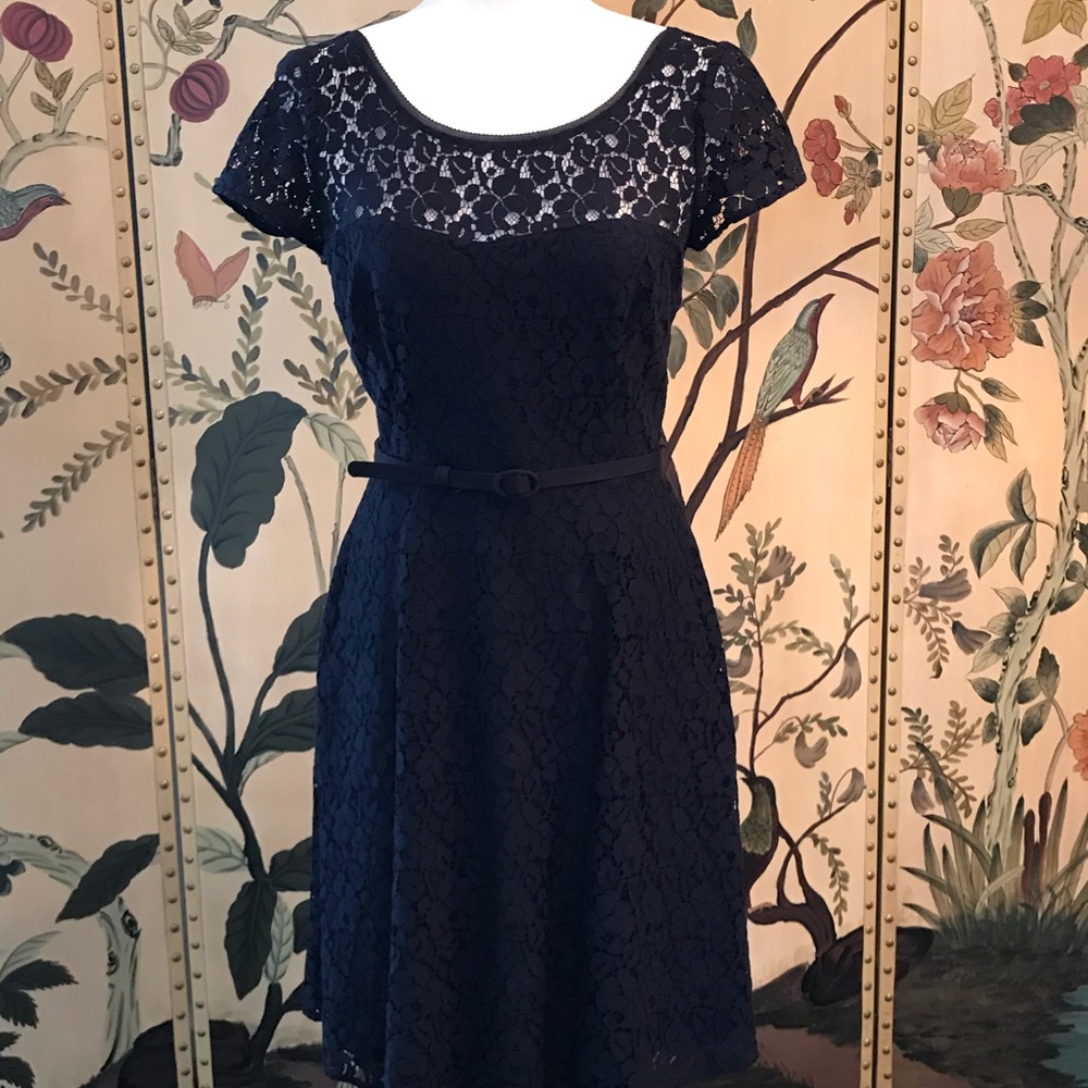 NWT White House Black Market Lace Navy Party Dress